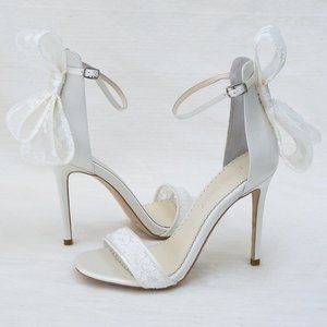 Bella Belle Bridal Shoes, Leila, Stiletto Sandals, Lace Bow 6M, NWT Final Price